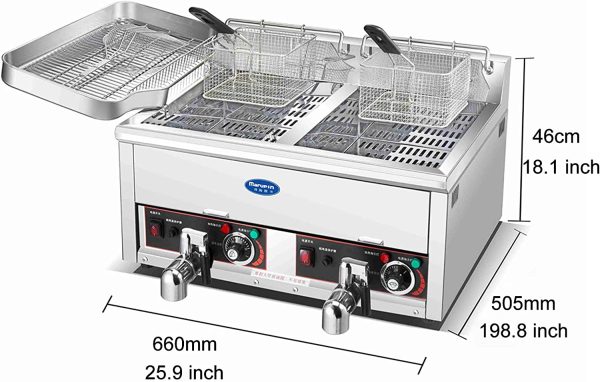 CJK fast food restaurant stainless steel e  fryer, equipped with temperature thermostat and tap