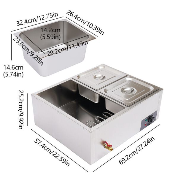CJK Commercial Food Warmer Bain Marie 4-Pan Buffet Food Warmer Stainless Steel 850W - Image 2