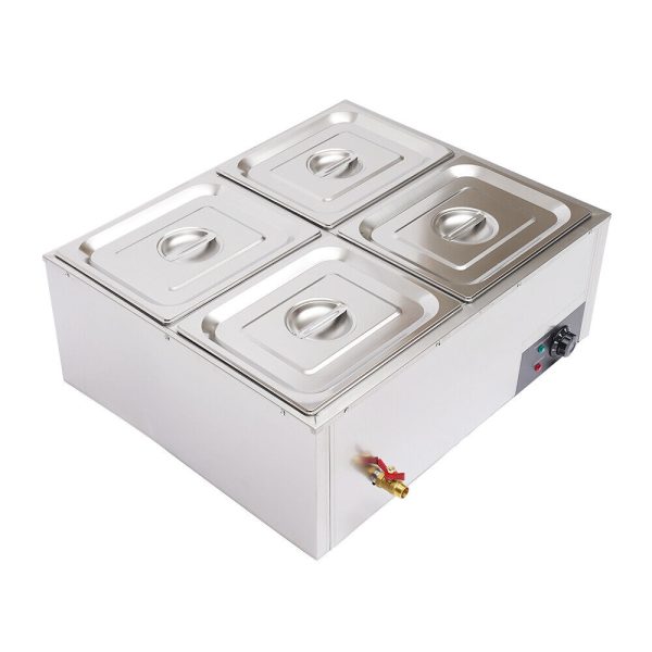 CJK Commercial Food Warmer Bain Marie 4-Pan Buffet Food Warmer Stainless Steel 850W - Image 3