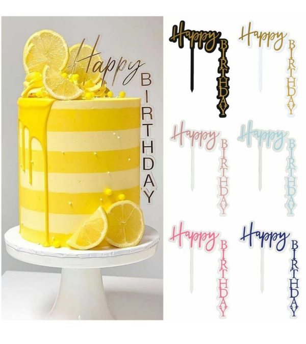 Vertical Happy Birthday Cake Topper